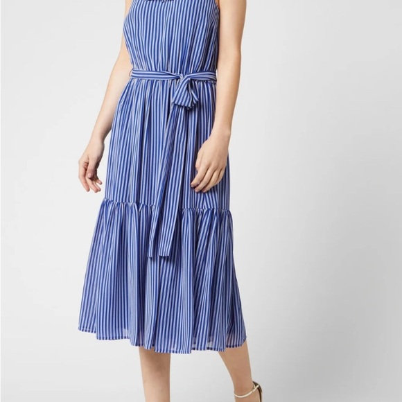 MICHAEL KORS Women's Mini Railroad Maxi Dress - Twilight Blue LG - Picture 2 of 9